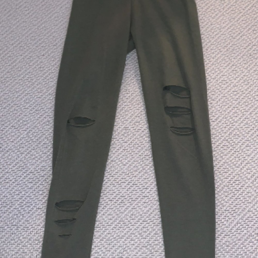 Olive Green Aerie Ripped Leggings